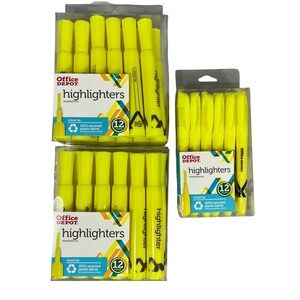 Office Depot Yellow Highlighters Chisel Tip 12 Count 3 Packs Total 36 Markers
